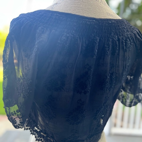 Zara Black Crop Top with Embellished Mandarin Collar - Picture 9 of 13